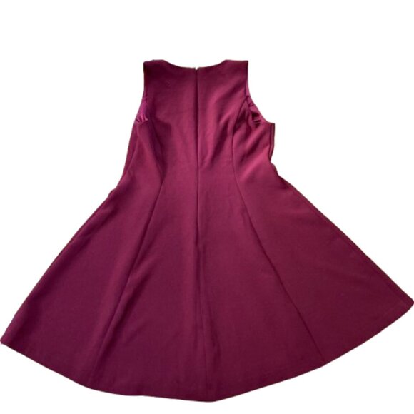 Modcloth Sleeveless Cocktail Dress, Low V-Neck Zipper Lined Midi Deep Red, Large - Picture 6 of 12